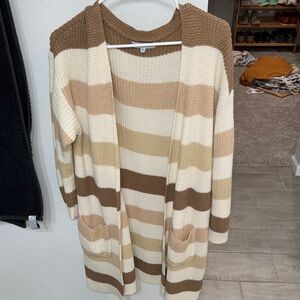 Striped Beige and Brown Women's Sweater